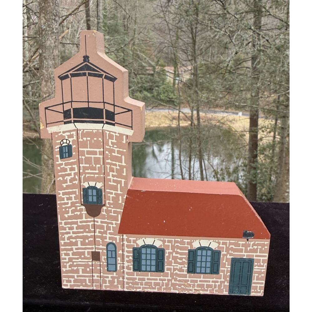 Vintage 1990 Cat's Meow Village WATERFRONT SERIES SAND SLAND LIGHTHOUSE